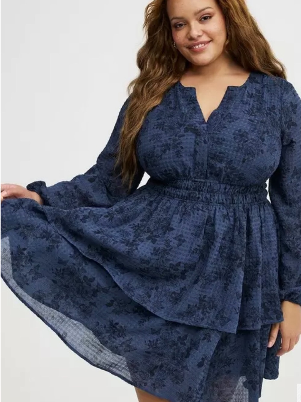 Torrid NWT Waisted Navy Floral Tiered Mini Dress Size 2x